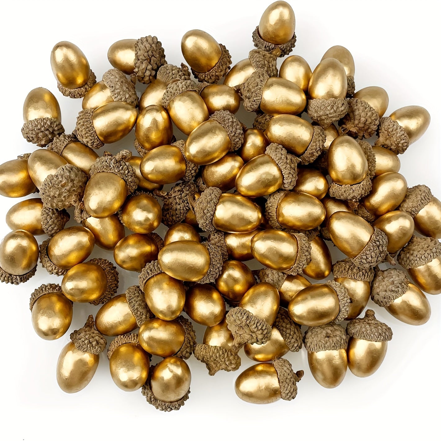 Set of 20 artificial golden acorns for festive home decor, no batteries needed