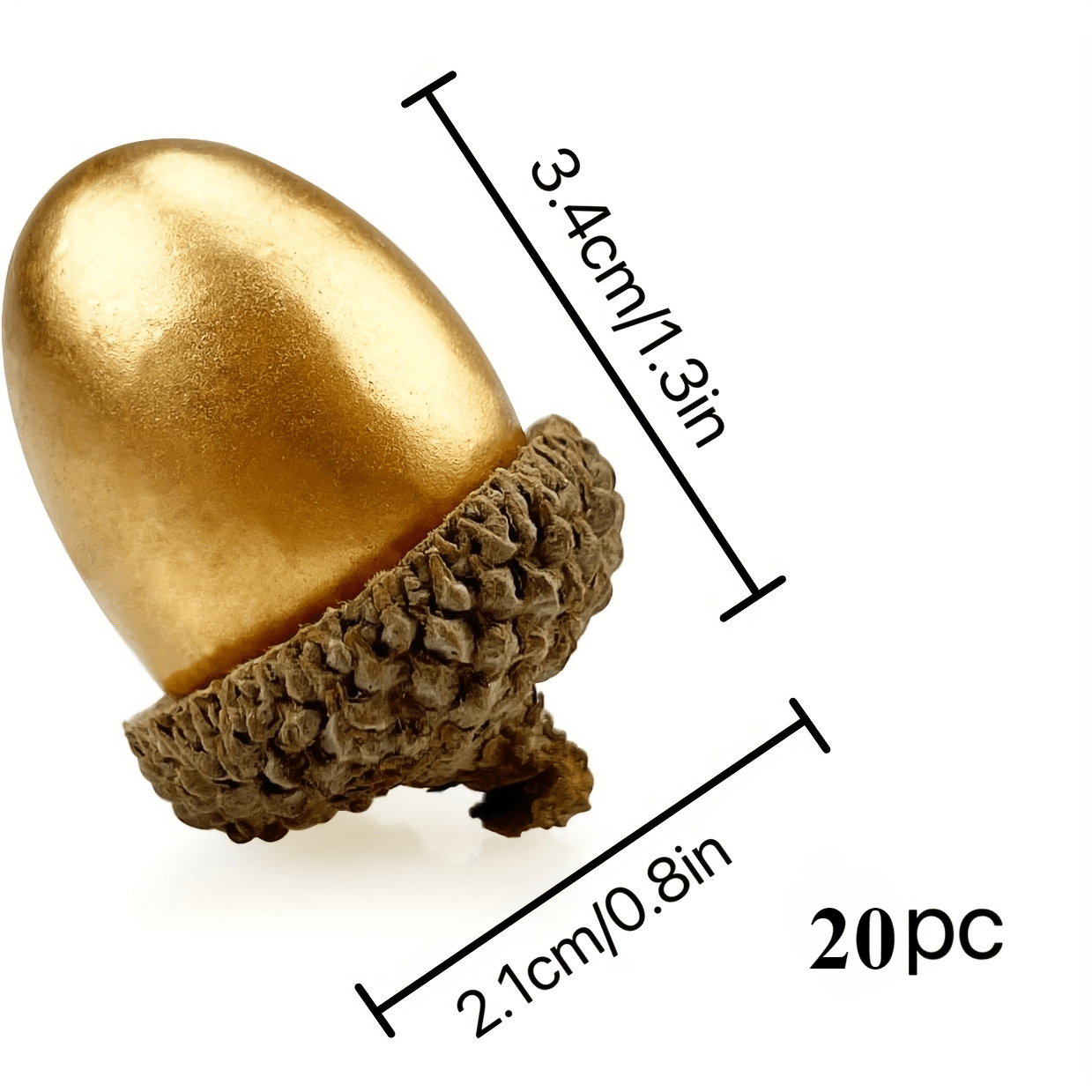 Set of 20 artificial golden acorns for festive home decor, no batteries needed