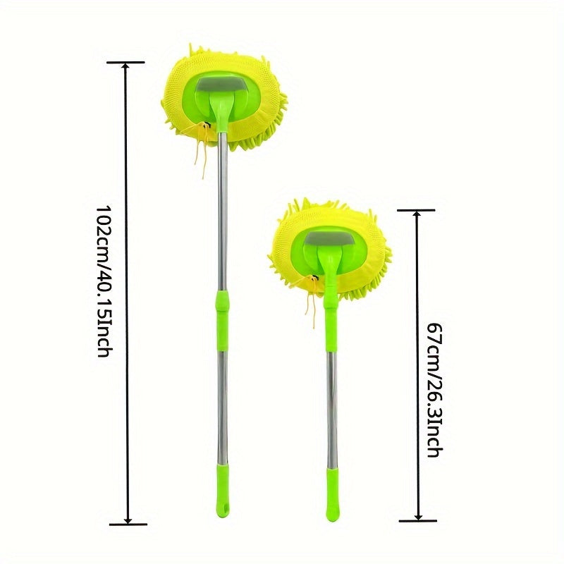 Extendable green Chenille Microfiber Car Wash Mop for easy detailing.