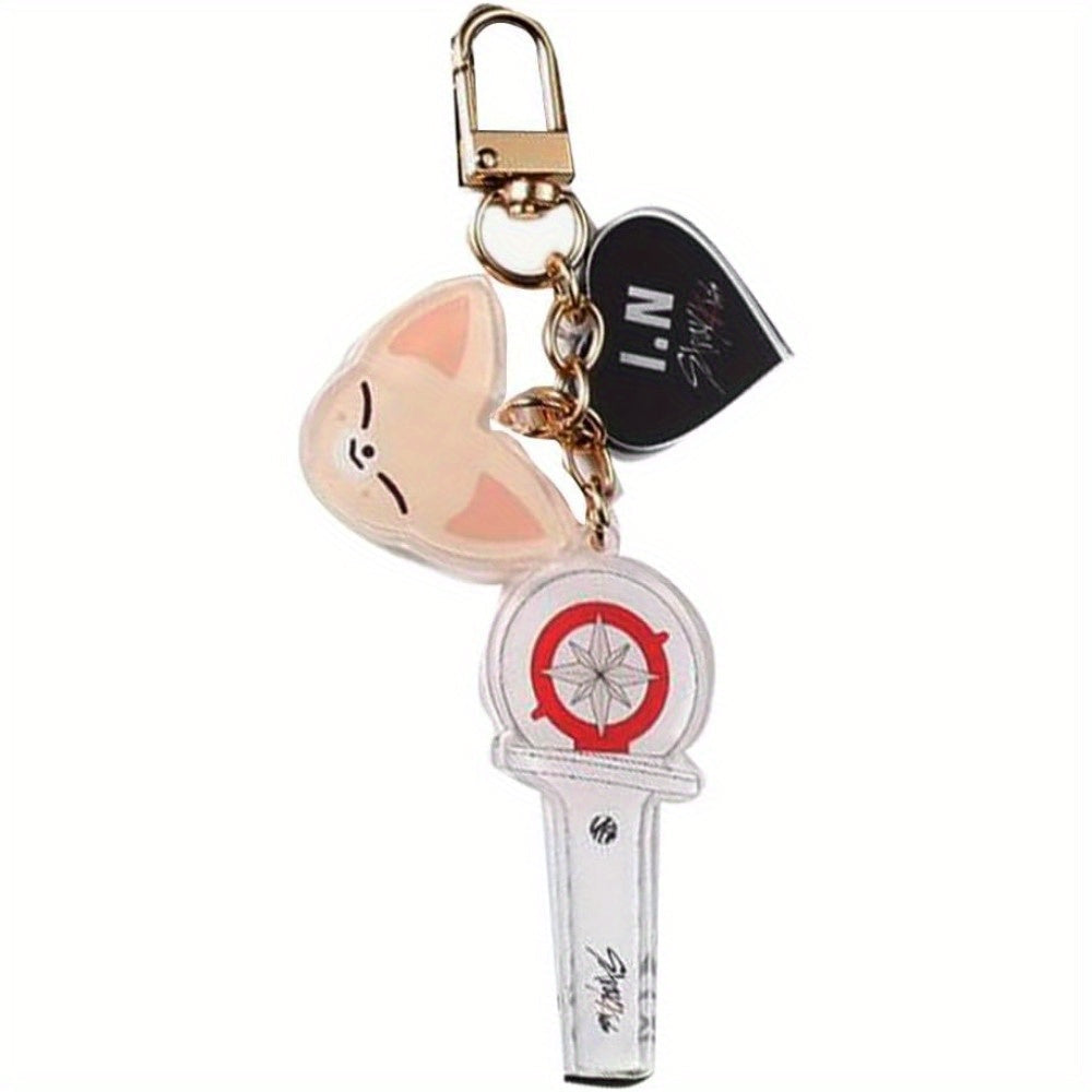 Adorable Acrylic Keychain Set Inspired by Kpop - Featuring Heart & Cartoon Charms, Great for Bags & Backpacks, Excellent Birthday Present for Women