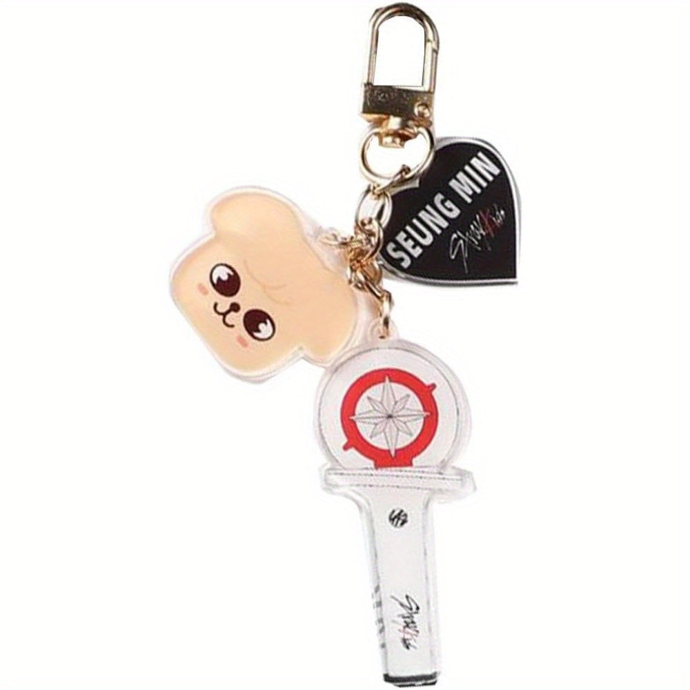 Adorable Acrylic Keychain Set Inspired by Kpop - Featuring Heart & Cartoon Charms, Great for Bags & Backpacks, Excellent Birthday Present for Women