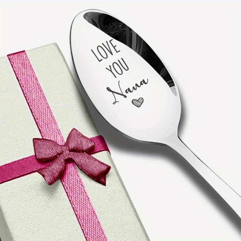 Stainless steel 'Love You Nana' spoon, perfect gift for Nana on birthdays, Mother's Day, Christmas, or New Year. Great for coffee lovers.