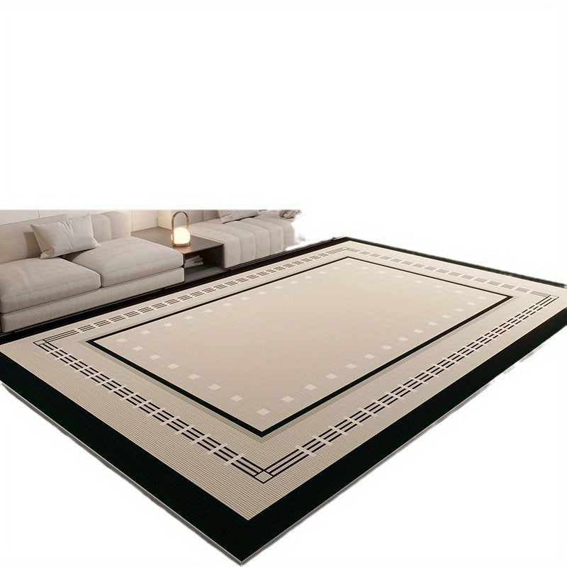 Contemporary Japanese-Inspired Area Rug, Non-Slip and Highly Absorbent Polyester Fibers, Perfect for the Home Living Room, Office Entrance, or Bedroom. Machine Washable for Easy Maintenance, Measures 152.4x213.36cm.