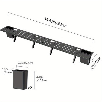 Entertainment Furniture for Living Room with Briartw Steel TV Top Shelf, Adjustable Screen Stand, 2 Storage Boxes, Soundbar, Media, Game Console, and Router Holder - No Power Needed