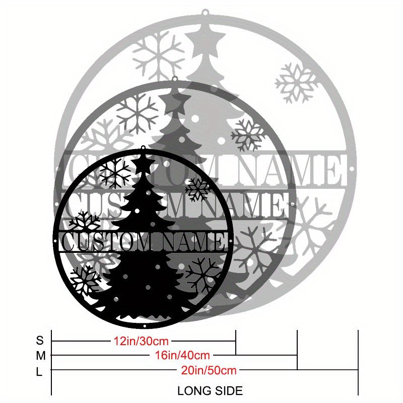 Personalized Room Sign with Snowflakes, Unique Iron Holiday Ornament in Classic Style, Ideal Christmas Gift - Customizable Black Iron Christmas Tree Wall Decor, Non-Electric