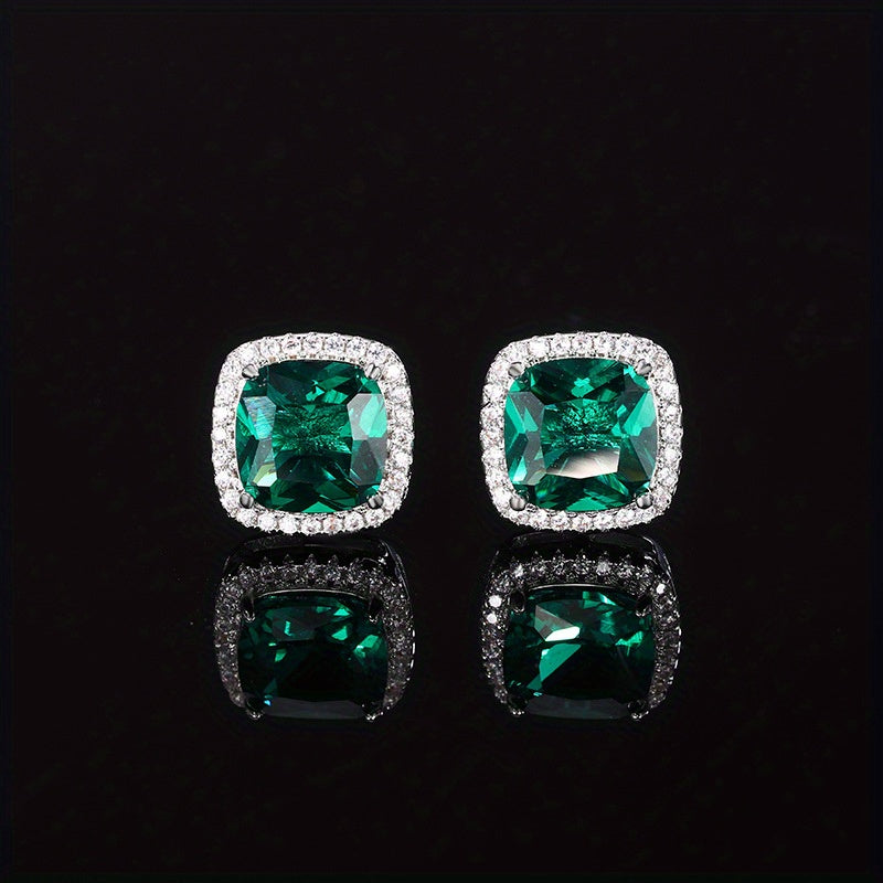 Luxurious Vintage-Inspired Copper Jewelry Set Featuring Square-Cut Simulated Emeralds and Rhinestone Accents, Perfect for Women at Parties, Banquets, and All Seasons - Includes Ring, Necklace, and Earrings