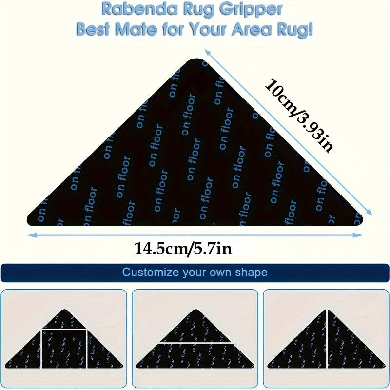 Reusable 8-Pack Silicone Carpet Non-Slip Tape Mats - Double-Sided Rug Grippers for Office, Bedroom, and Garden - Washable Floor Anchors for Hardwood, Tile, Concrete, Marble, and Glass Floors