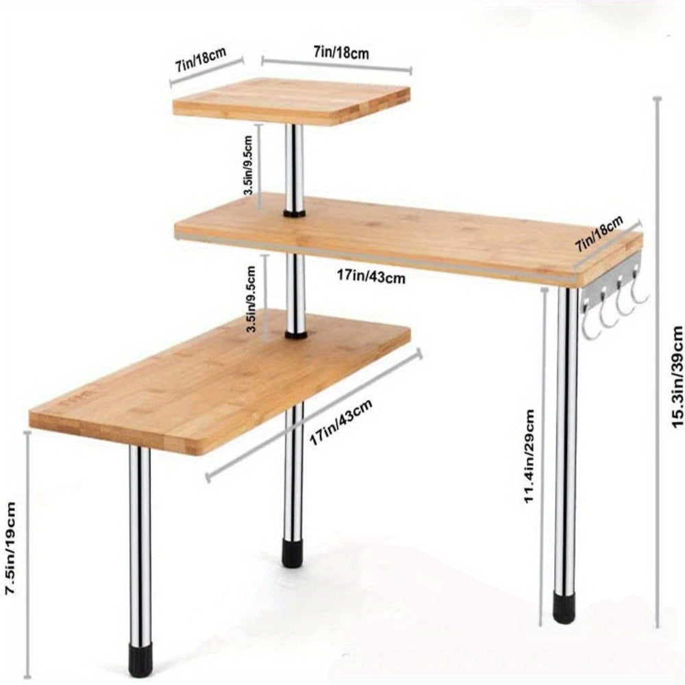 Versatile rack with hooks for kitchen and bathroom, featuring shelves for storage and organization in the home.