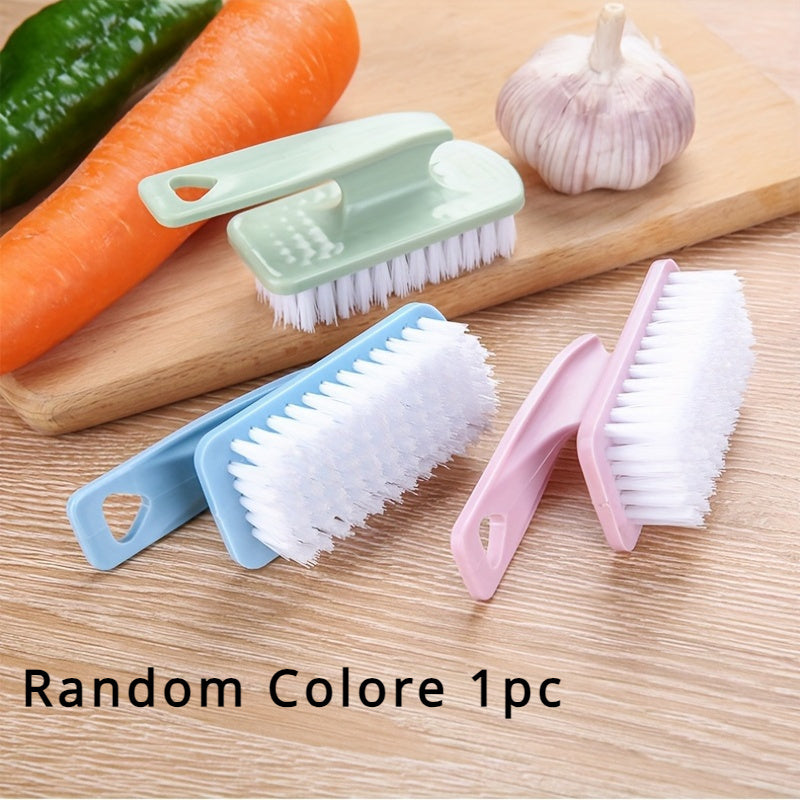 Multipurpose Plastic Cleaning Brush with Handle - Ideal for Cleaning Vegetables, Fruits, Kitchen, Bathroom, Living Room, Car, and Clothes - Doesn't Require Electricity