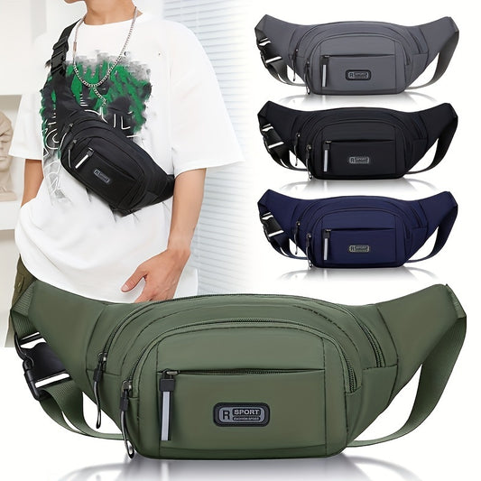 Men's large capacity waterproof waist bag with multiple functions, ideal for sports activities.