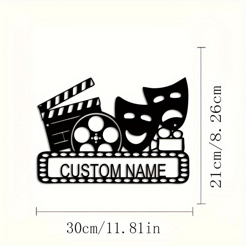 Personalized Movie Reel & Mask Wall Art - Customizable Retro Decor for Home Theater, Perfect Gift for Movie Lovers and Families