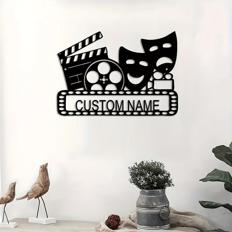 Personalized Movie Reel & Mask Wall Art - Customizable Retro Decor for Home Theater, Perfect Gift for Movie Lovers and Families