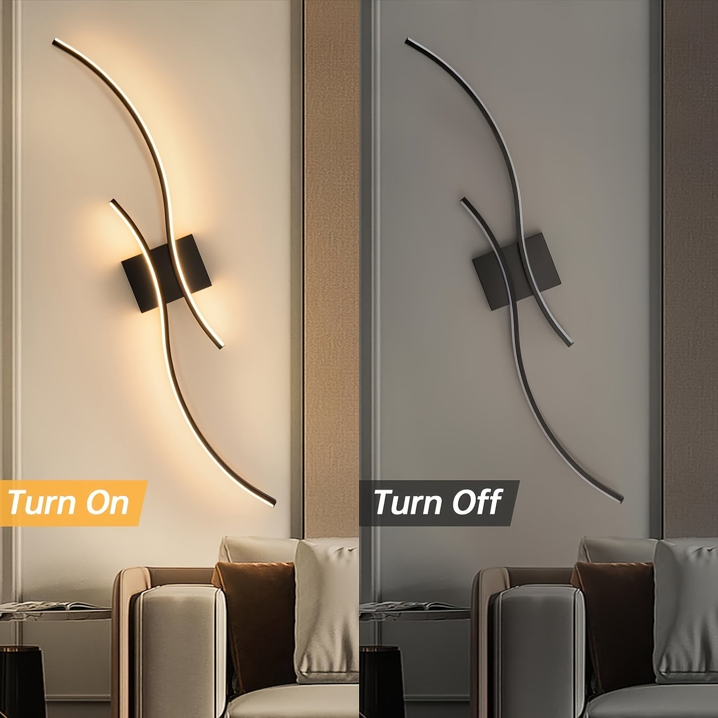 1pc Waveform 59.94cm LED Wall Light with adjustable dimming, ideal for various rooms.