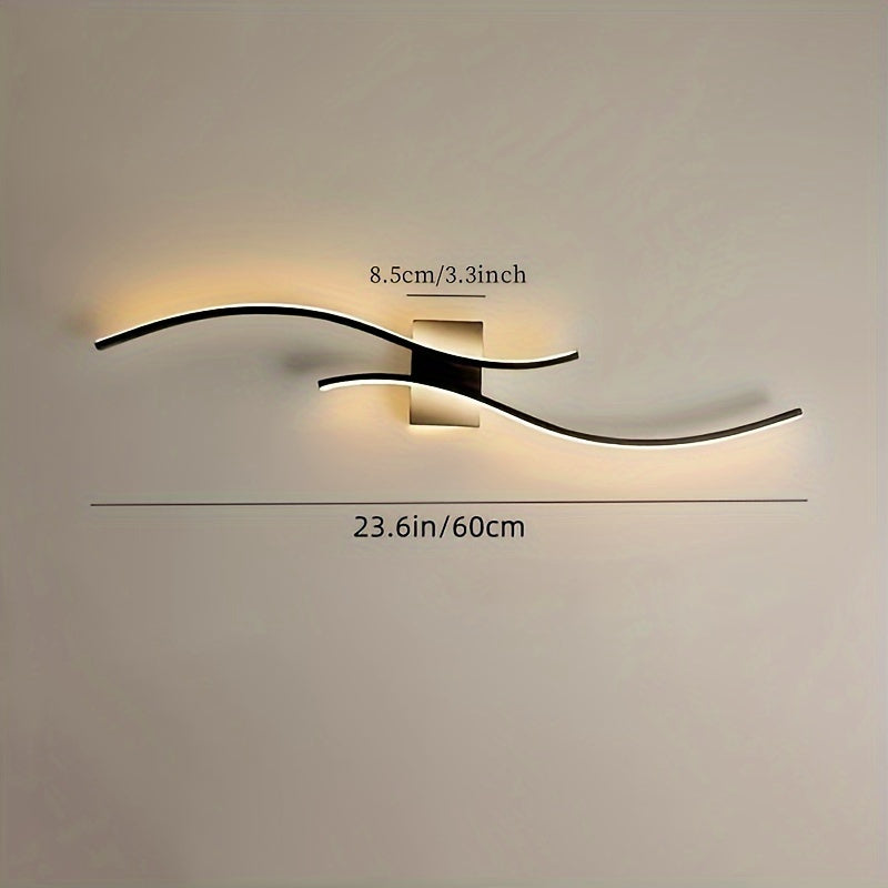 1pc Waveform 59.94cm LED Wall Light with adjustable dimming, ideal for various rooms.