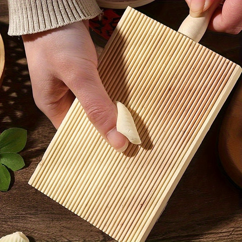 Homemade Noodle Maker with Textured Wooden Rollers