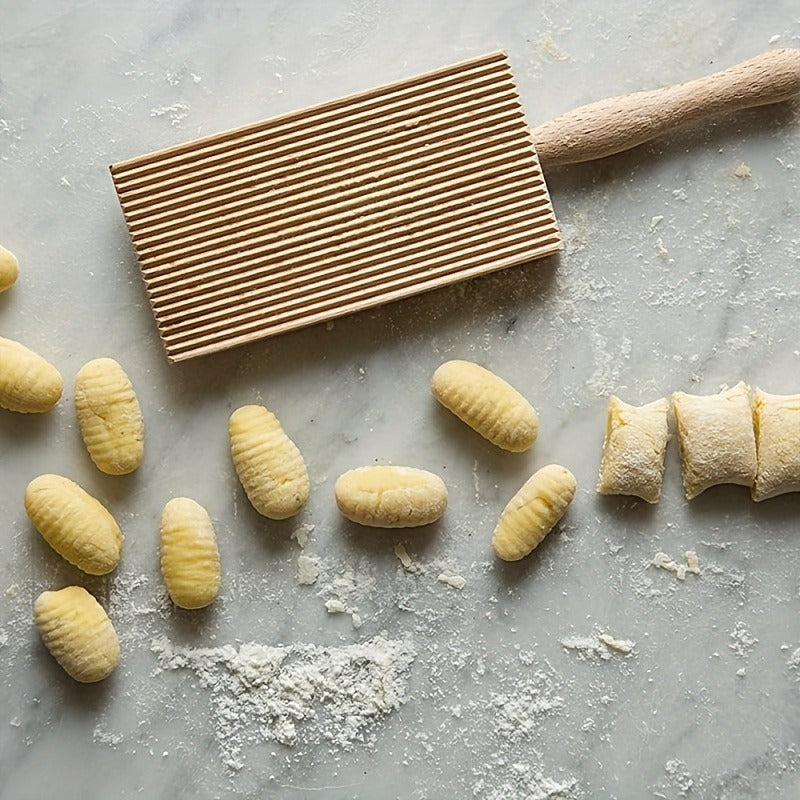 Homemade Noodle Maker with Textured Wooden Rollers