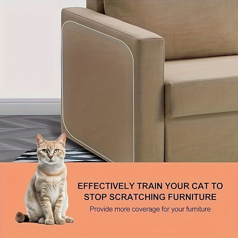 10 pieces of transparent, double-sided furniture protector tape for sofas and couches to prevent scratching by cats. Made of durable PVC material.