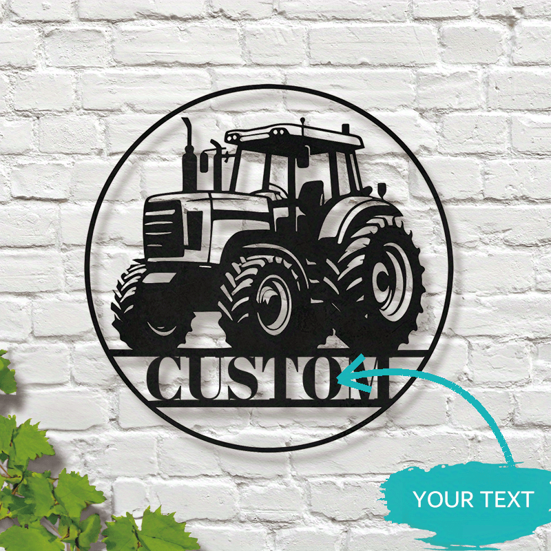 Black Iron Tractor Sign with Customizable Design - Personalized Farm Wall Art for Home & Kitchen Decor - Perfect Gift for Farmers, Grandpas, and Dads