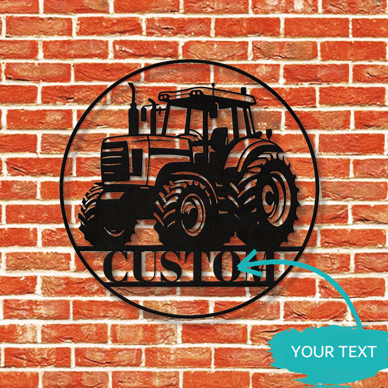 Black Iron Tractor Sign with Customizable Design - Personalized Farm Wall Art for Home & Kitchen Decor - Perfect Gift for Farmers, Grandpas, and Dads