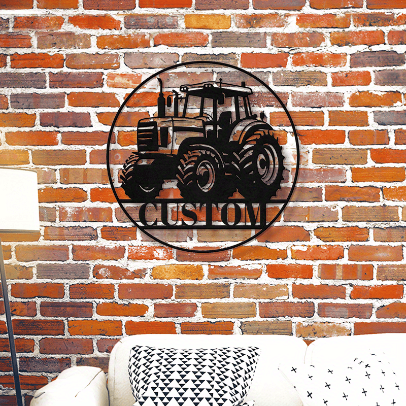 Black Iron Tractor Sign with Customizable Design - Personalized Farm Wall Art for Home & Kitchen Decor - Perfect Gift for Farmers, Grandpas, and Dads