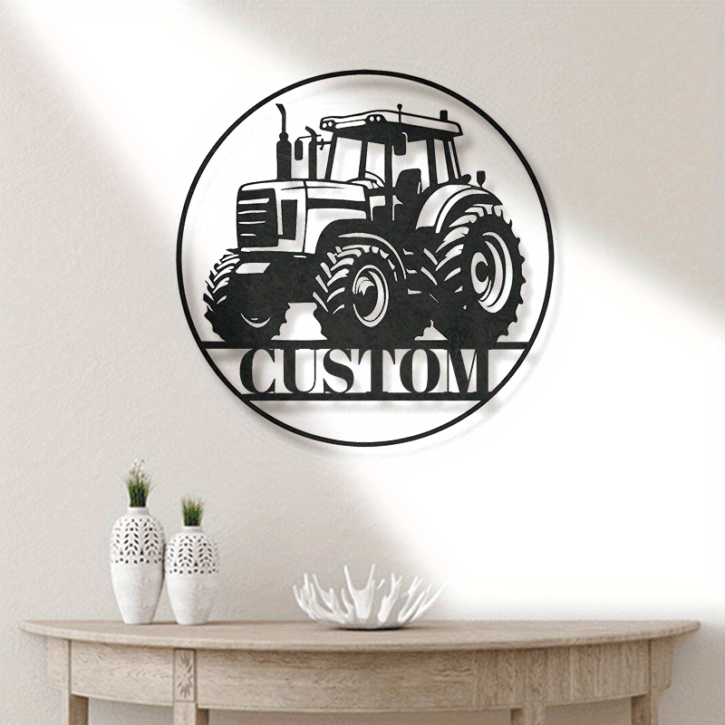 Black Iron Tractor Sign with Customizable Design - Personalized Farm Wall Art for Home & Kitchen Decor - Perfect Gift for Farmers, Grandpas, and Dads