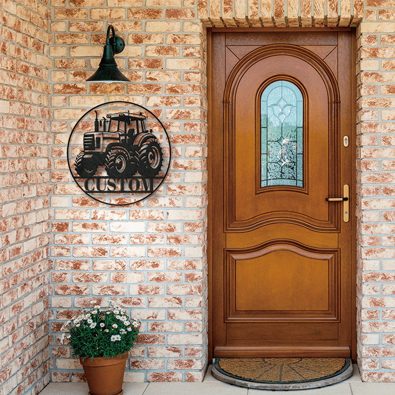 Black Iron Tractor Sign with Customizable Design - Personalized Farm Wall Art for Home & Kitchen Decor - Perfect Gift for Farmers, Grandpas, and Dads