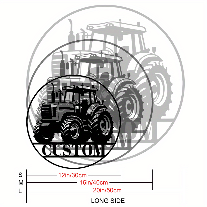 Black Iron Tractor Sign with Customizable Design - Personalized Farm Wall Art for Home & Kitchen Decor - Perfect Gift for Farmers, Grandpas, and Dads