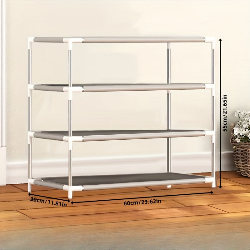 Organize your space with the durable and non-slip Space-Saving 2/3-Tier Iron Alloy Shoe Rack. Perfect for entryways, bedrooms, and living rooms, this waterproof organizer is designed to save space and keep your shoes organized.