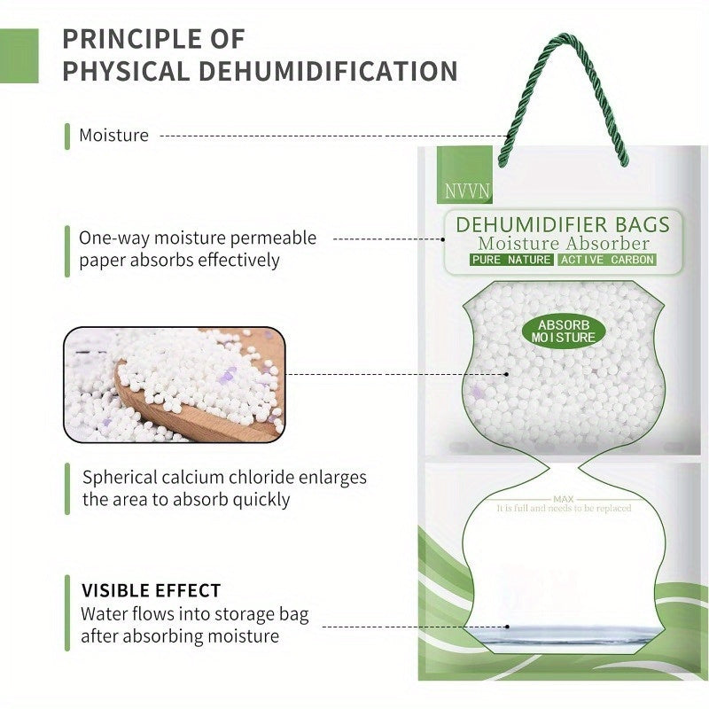 Natural Dehumidifier Bags: Mold and Moisture Proof, No Electricity Needed, Hang in Wardrobe or Home