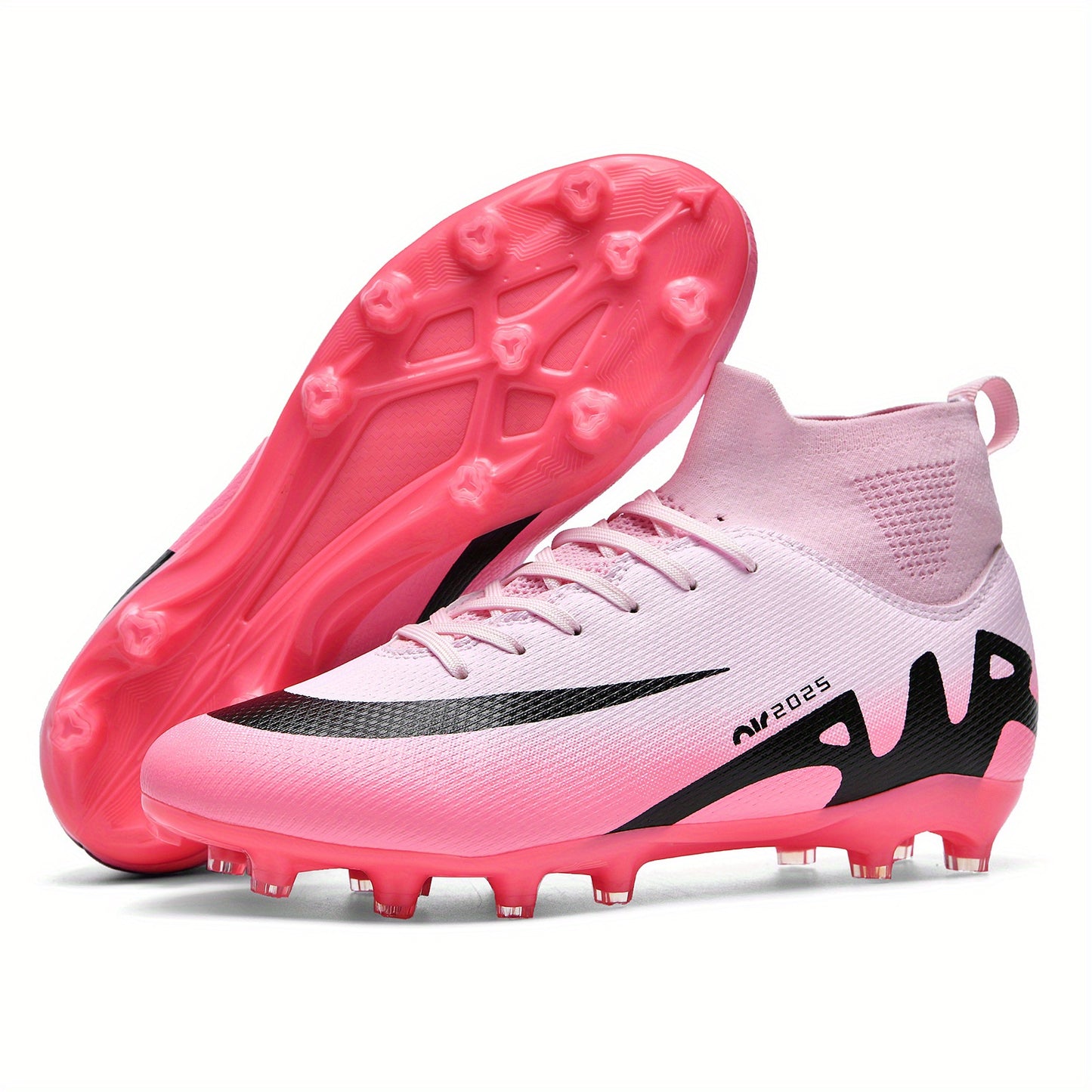 [Customer Favorite] WEJIESS Boys' High-Top Soccer Cleats - Durable faux leather, breathable, non-slip AG spikes for training and competition.