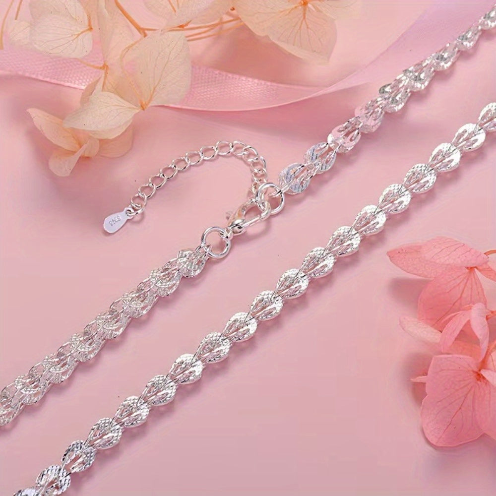 Add a touch of sophistication with our Chic 2-piece Jewelry Set: 925 Sterling Silver Necklace and Bracelet - Ideal for any occasion or as a special gift