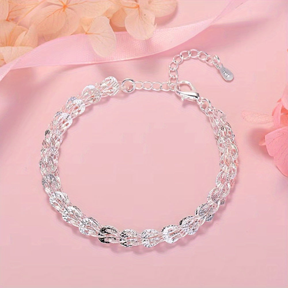 Add a touch of sophistication with our Chic 2-piece Jewelry Set: 925 Sterling Silver Necklace and Bracelet - Ideal for any occasion or as a special gift