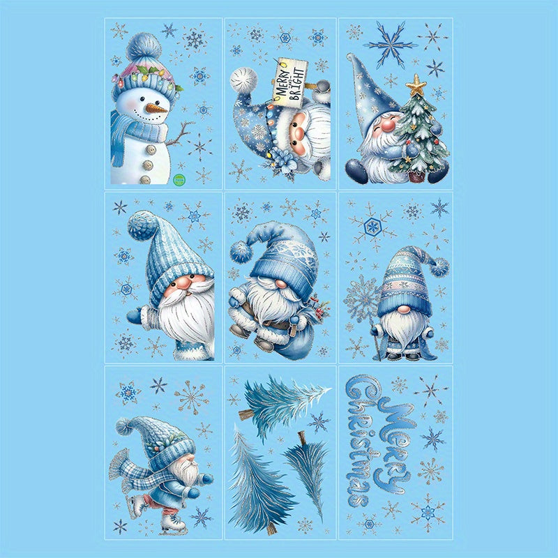 Set of 116 Winter Gnome and Snowman Window Clings, Including Cardinal Birds and Christmas Tree Designs. Made of PVC Static Stickers with Snowflake Pine Branches. Perfect for Holiday Decor in Home and Kitchen. Great for No-Electricity Party Supplies.