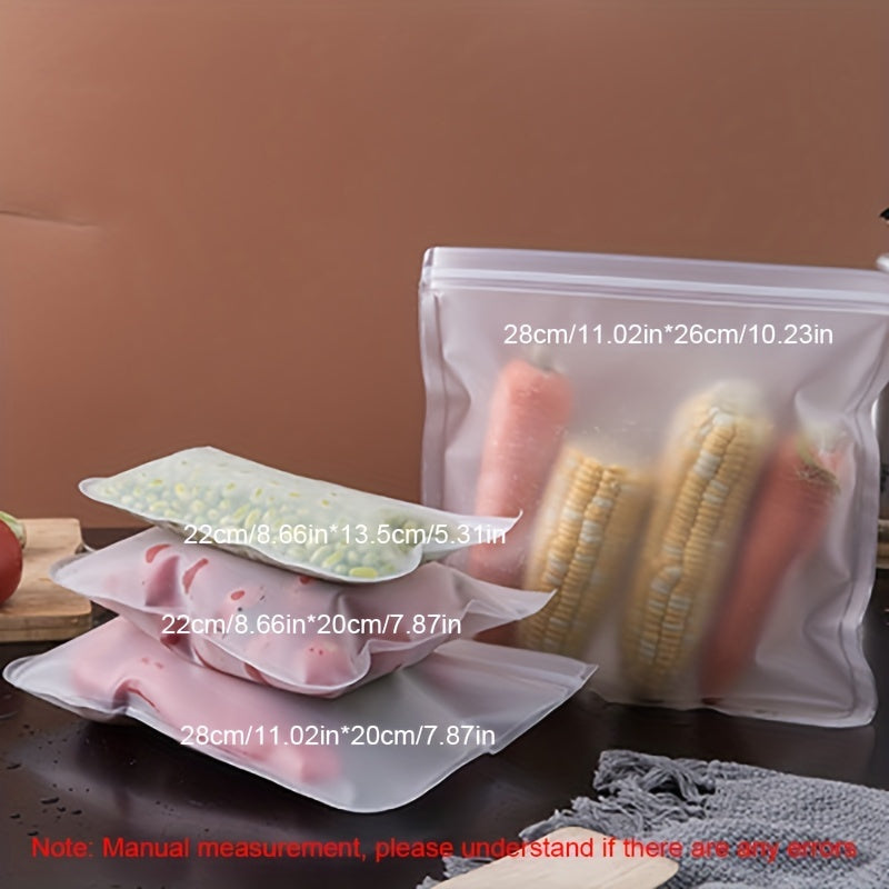 Get 4 Reusable Silicone Food Storage Bags - They're Leakproof, BPA-Free, and Great for Storing Fruits, Vegetables, Sandwiches, and Meats. Perfect for Organizing Your Fridge!