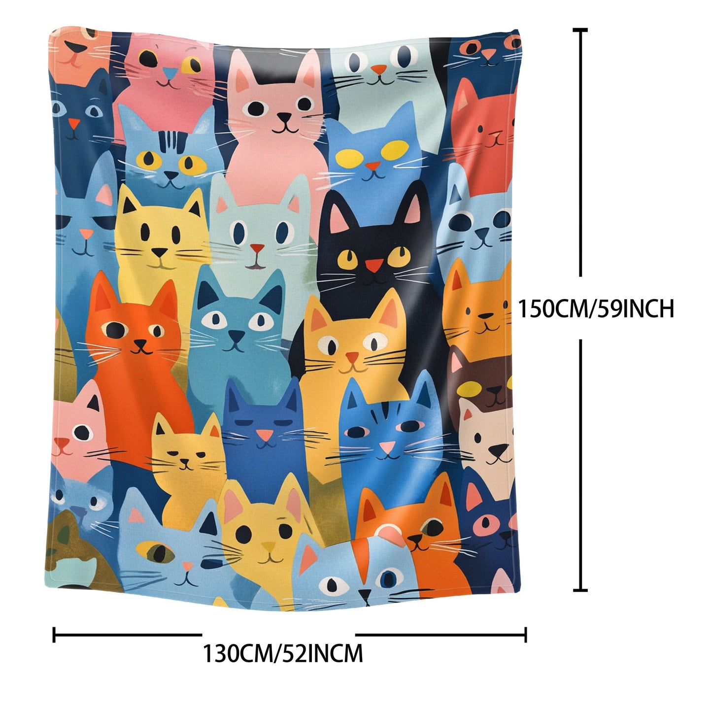 Whisker Wonders Cat Print Flannel Throw Blanket, 1 Piece - Cozy, Soft, Lightweight Warmth for All Seasons - Perfect for Bed, Sofa, Office, Camping, and Travel - Contemporary Design with Digital Print, Quilted Finish - Made of 100% Polyester, 200-250gsm