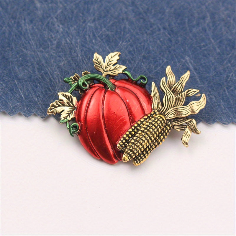 Stylish Enamel Pumpkin Brooch Pin, Perfect Gift for Women in Fall and Winter, Unique Accessory for Travel, Parties, and Everyday Elegance