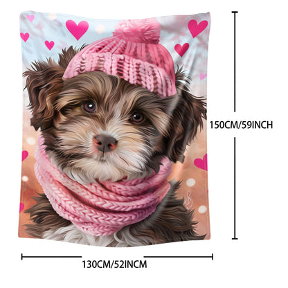 A 1-piece Cozy Flannel Fleece Throw Blanket featuring an adorable Puppy Print. This Soft and Warm Lightweight Blanket is perfect for all seasons. It boasts a Contemporary Style with a Digital Print on Knitted Fabric, made from Polyester. Ideal for use on