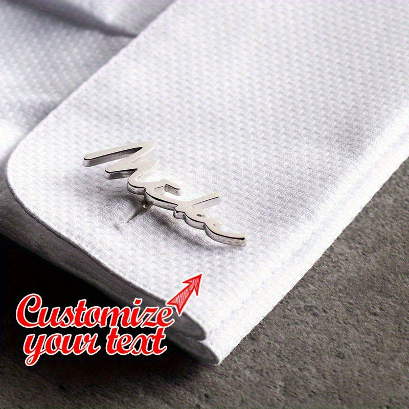 Elegant Stainless Steel Letter Cufflinks Set - Personalized Initials, Ideal for Men's Birthdays, Christmas, Weddings & Special Events, 2 Pieces