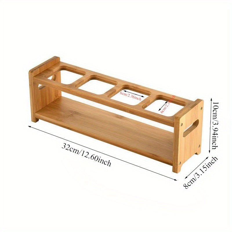 Bamboo Kitchen Storage Rack featuring Seasoning, Wine Glass, and Multi-Functional Wooden Storage Options