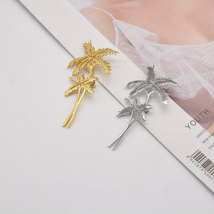 Stylish Golden Coconut Tree Brooch, Multi-functional Botanical Pin, Modern Fashion Statement Piece