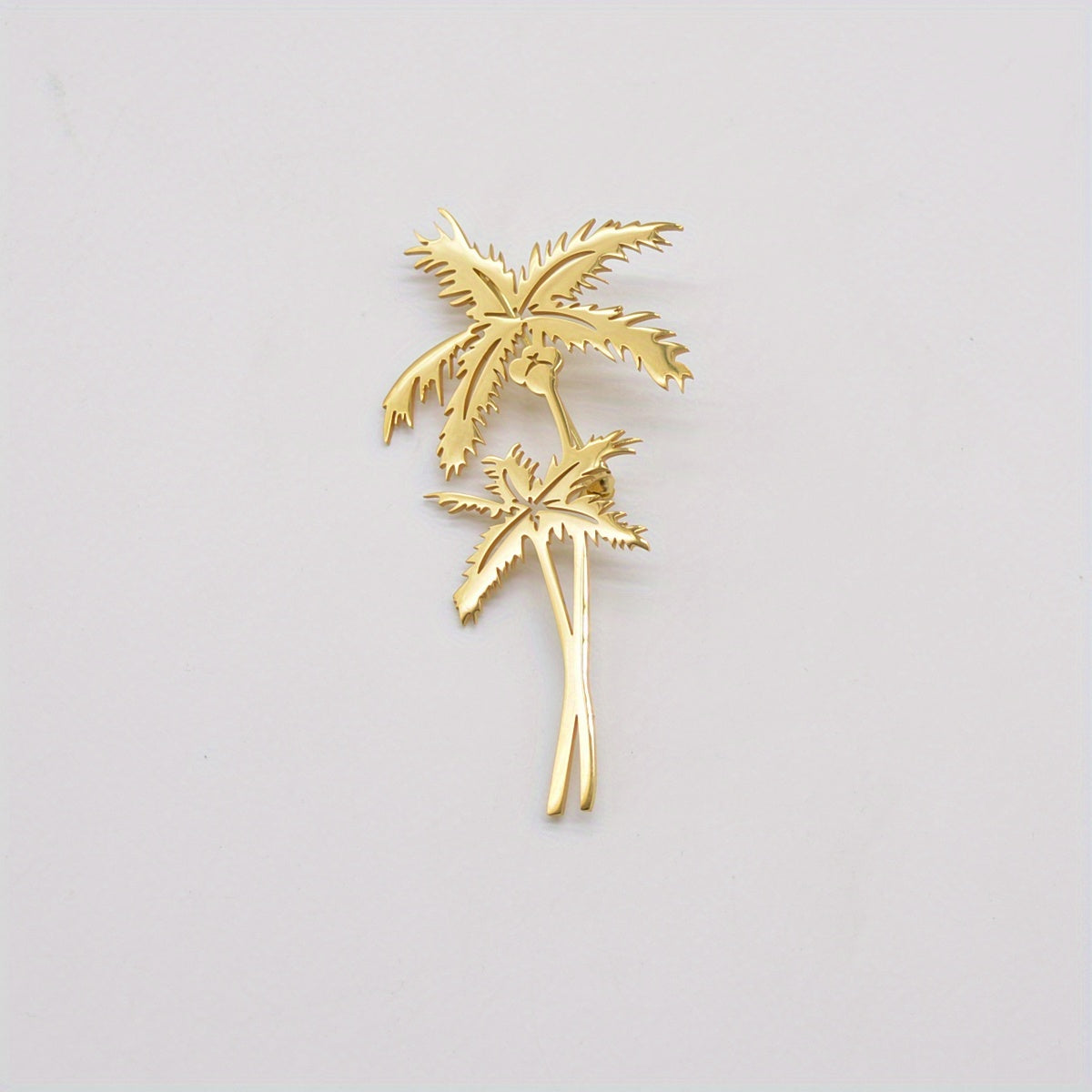 Stylish Golden Coconut Tree Brooch, Multi-functional Botanical Pin, Modern Fashion Statement Piece