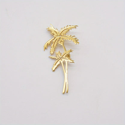 Stylish Golden Coconut Tree Brooch, Multi-functional Botanical Pin, Modern Fashion Statement Piece