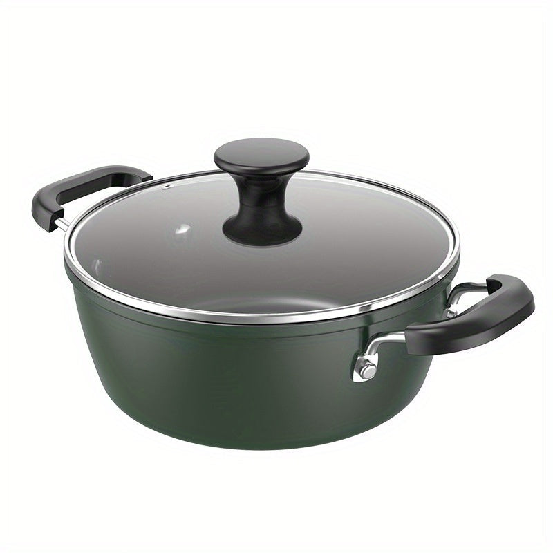 Large 4L Capacity Cast Iron Enamel Braiser with Lid - Non-Stick Soup Pot for Home Kitchen, Ideal for Stew and Noodle Cooking