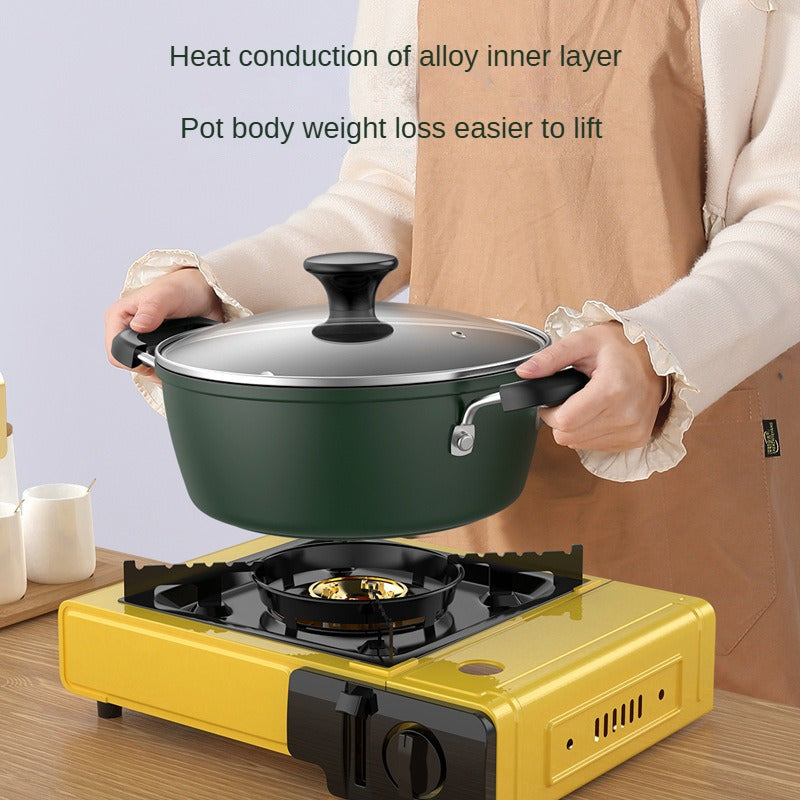 Large 4L Capacity Cast Iron Enamel Braiser with Lid - Non-Stick Soup Pot for Home Kitchen, Ideal for Stew and Noodle Cooking