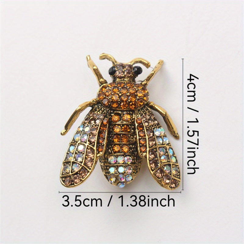 Add a touch of luxury and uniqueness to your accessories with this Vintage Rhinestone Bee Brooch, featuring an irregular shape