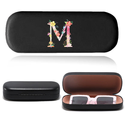 Stylish Pink Letter Series Eyeglasses Case - Tough Faux Leather Shell, Protects Fashion Glasses from Scratches