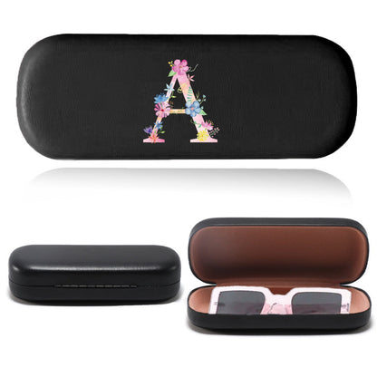 Stylish Pink Letter Series Eyeglasses Case - Tough Faux Leather Shell, Protects Fashion Glasses from Scratches