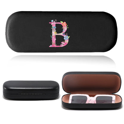 Stylish Pink Letter Series Eyeglasses Case - Tough Faux Leather Shell, Protects Fashion Glasses from Scratches