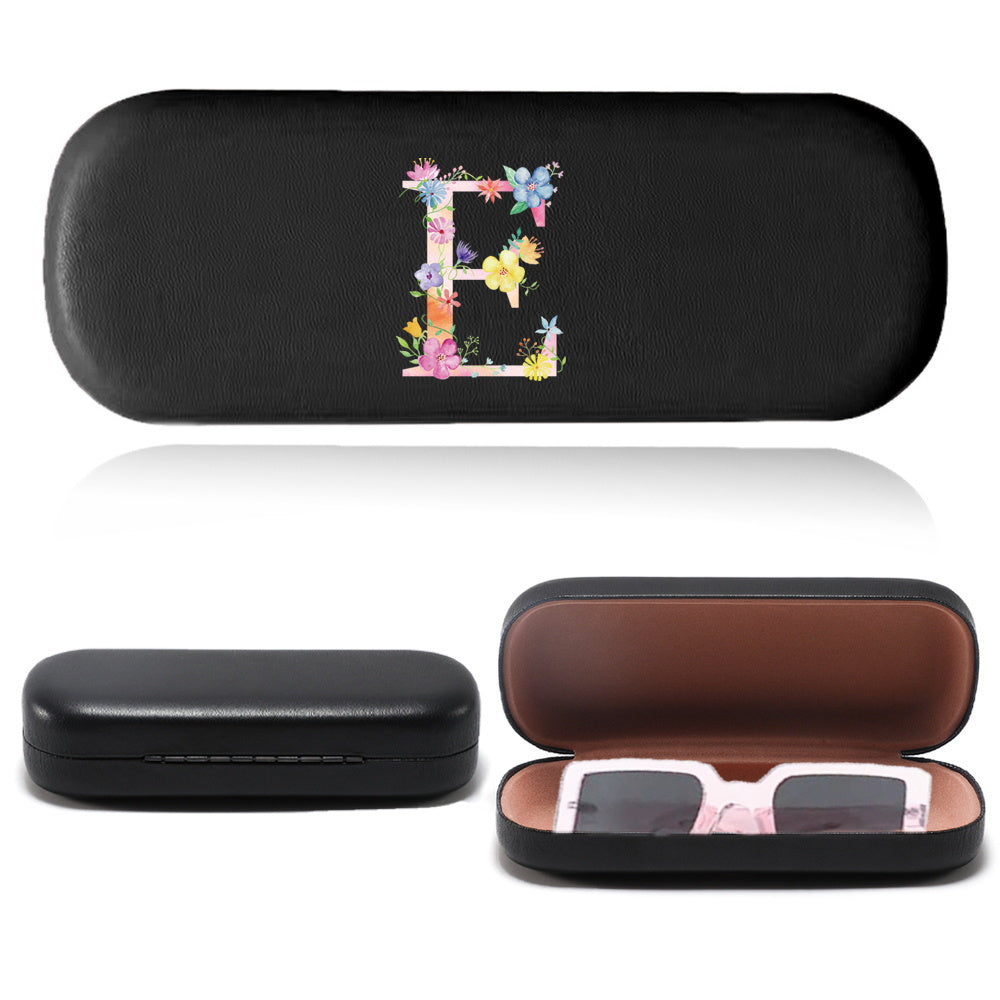 Stylish Pink Letter Series Eyeglasses Case - Tough Faux Leather Shell, Protects Fashion Glasses from Scratches