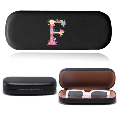 Stylish Pink Letter Series Eyeglasses Case - Tough Faux Leather Shell, Protects Fashion Glasses from Scratches